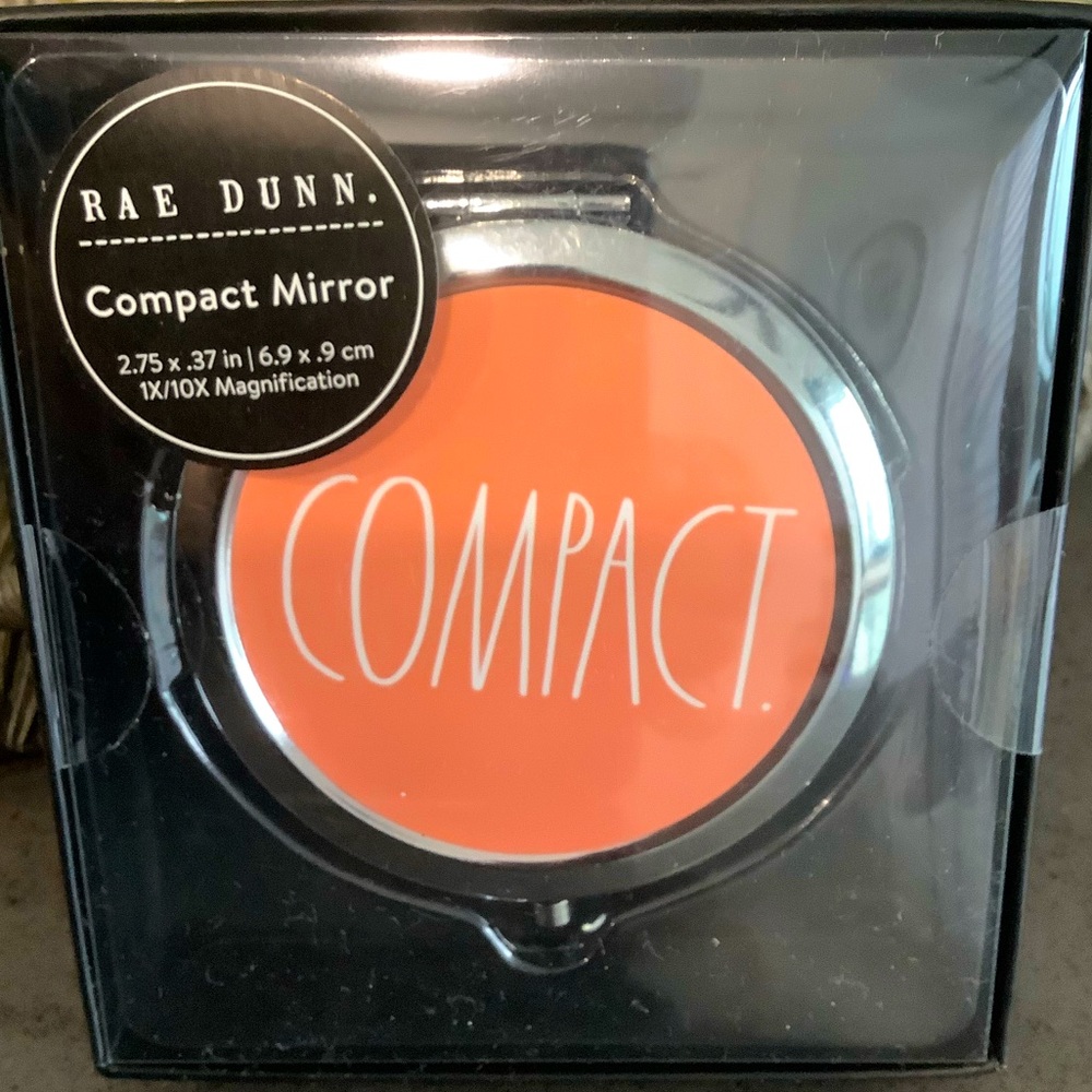 Rae Dunn Compact Mirror COMPACT 2.75”x.37” with 1X/10X Magnification Brand New